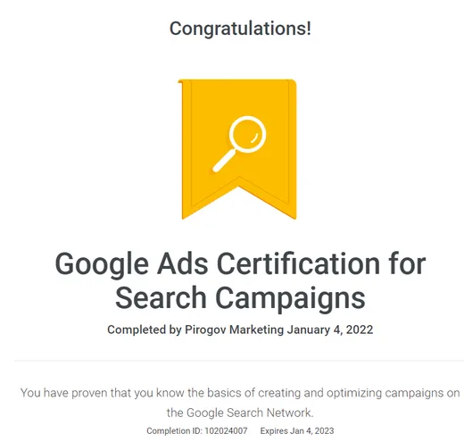 Google Ads · Search, Search Campaigns, 2022